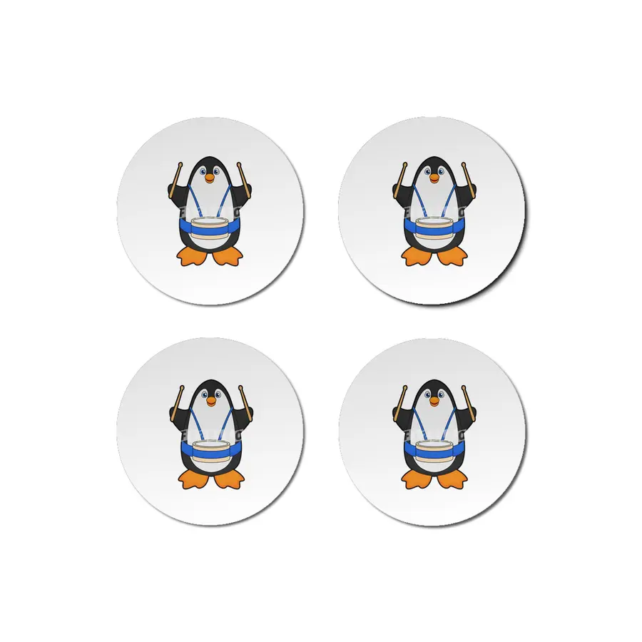 Penguin as Musician with Drum Bardak Altlığı