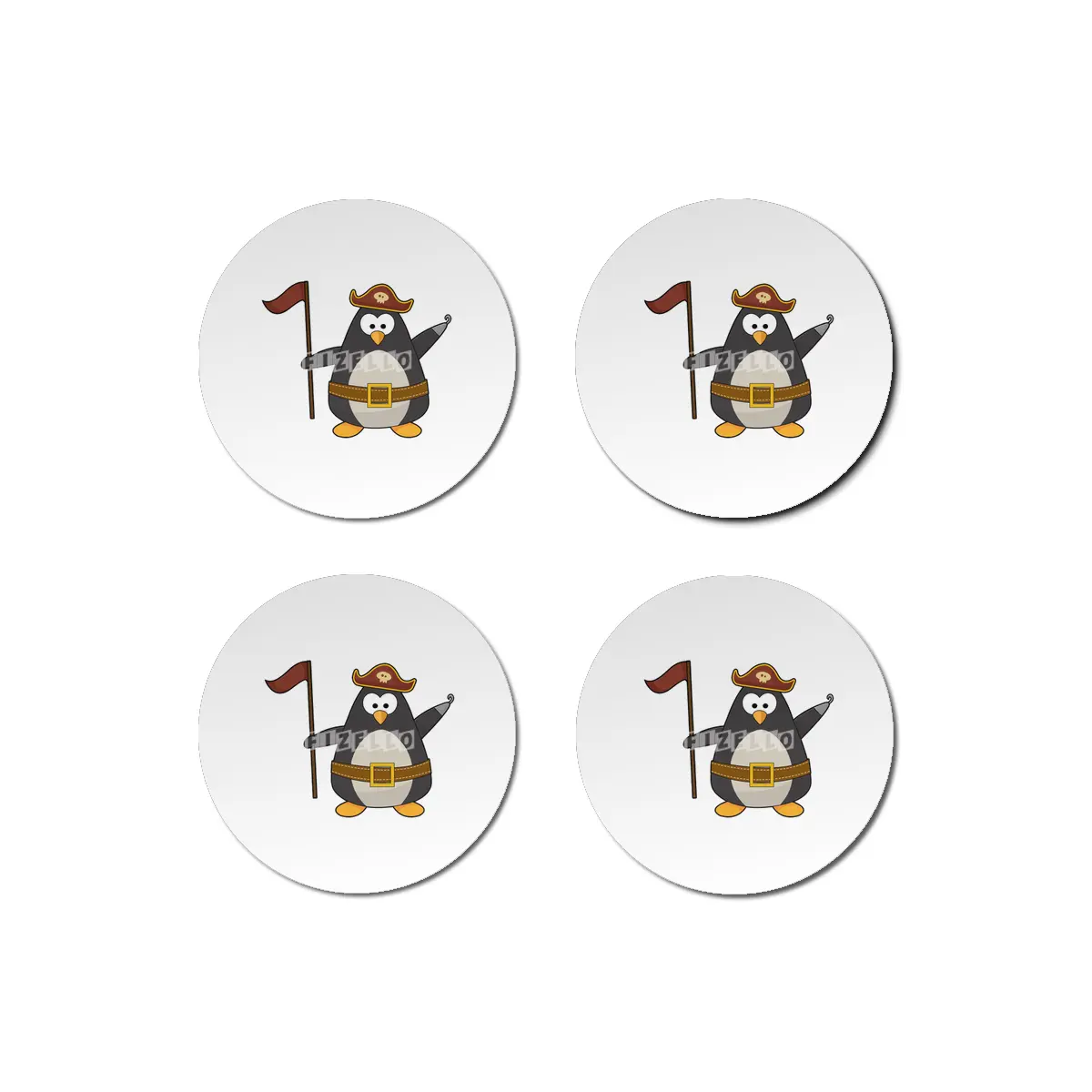 Penguin as Pirate with Pirate belt & Pirate hat Bardak Altlığı