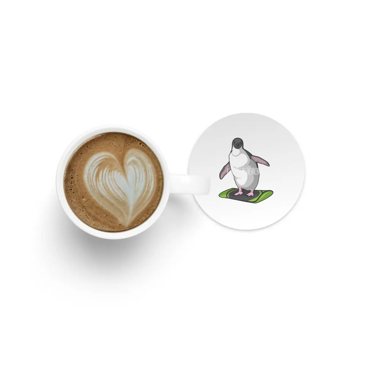Penguin as Snowboarder with Snowboard Bardak Altlığı