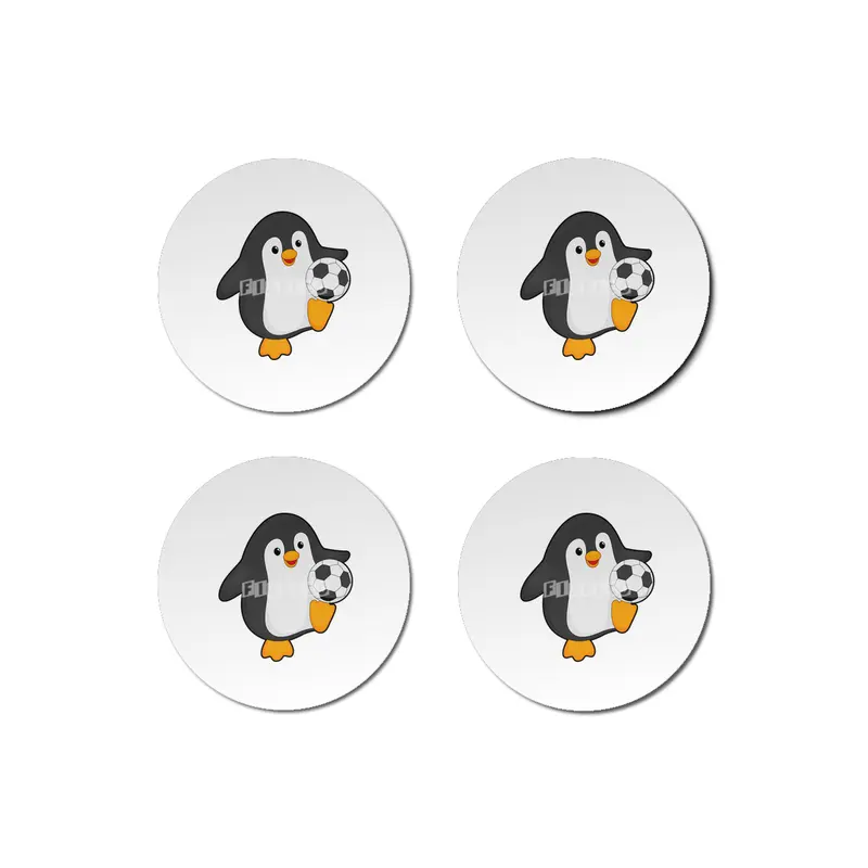 Penguin as Soccer player with Soccer ball Bardak Altlığı