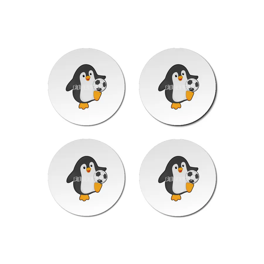 Penguin as Soccer player with Soccer ball Bardak Altlığı