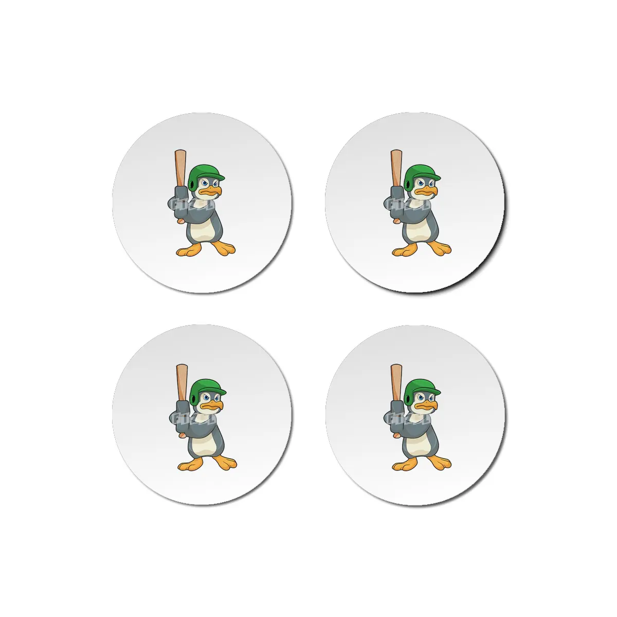 Penguin at Baseball with Baseball bat & Helmet Bardak Altlığı