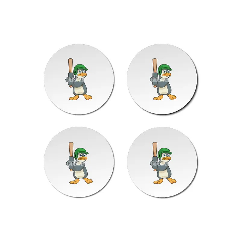Penguin at Baseball with Baseball bat & Helmet Bardak Altlığı