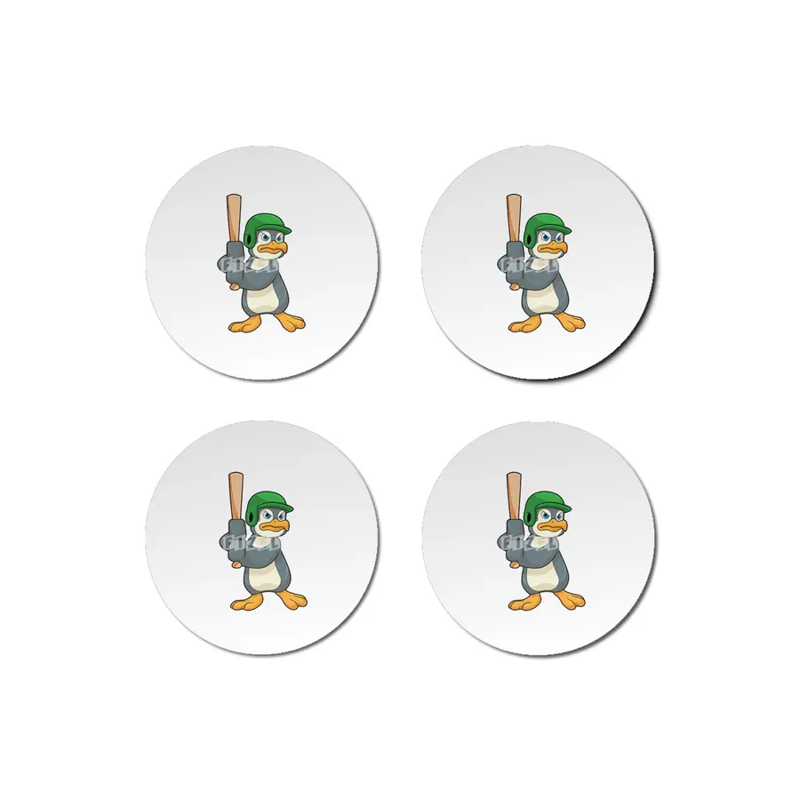 Penguin at Baseball with Baseball bat & Helmet Bardak Altlığı