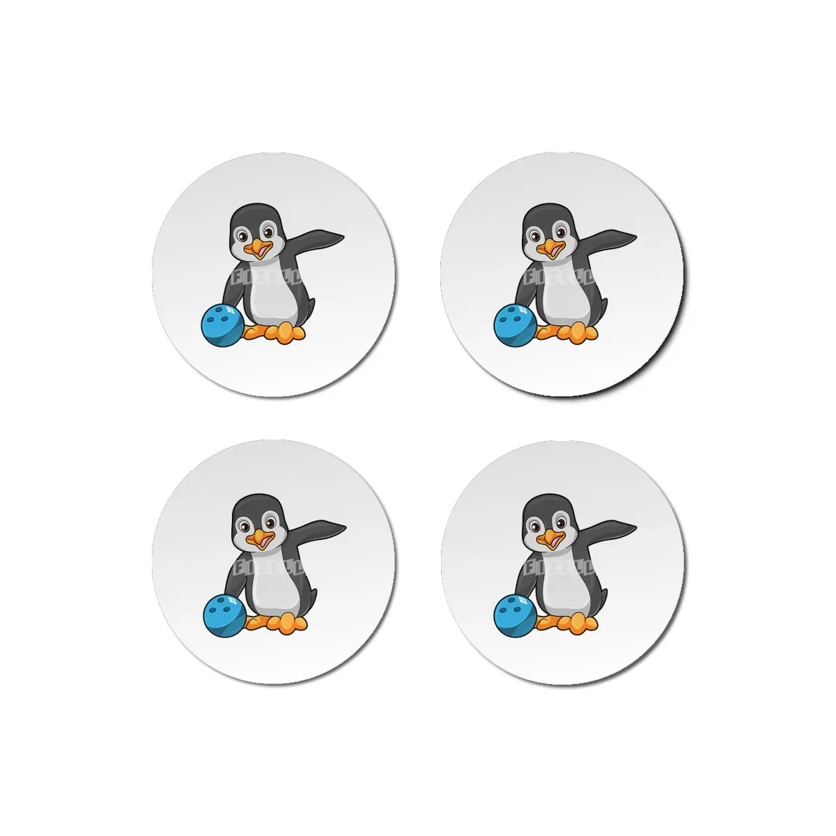 Penguin at Bowling with Bowling ball Bardak Altlığı