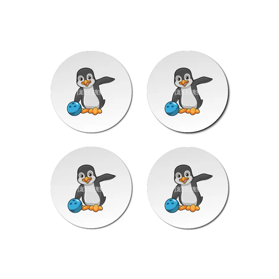 Penguin at Bowling with Bowling ball Bardak Altlığı