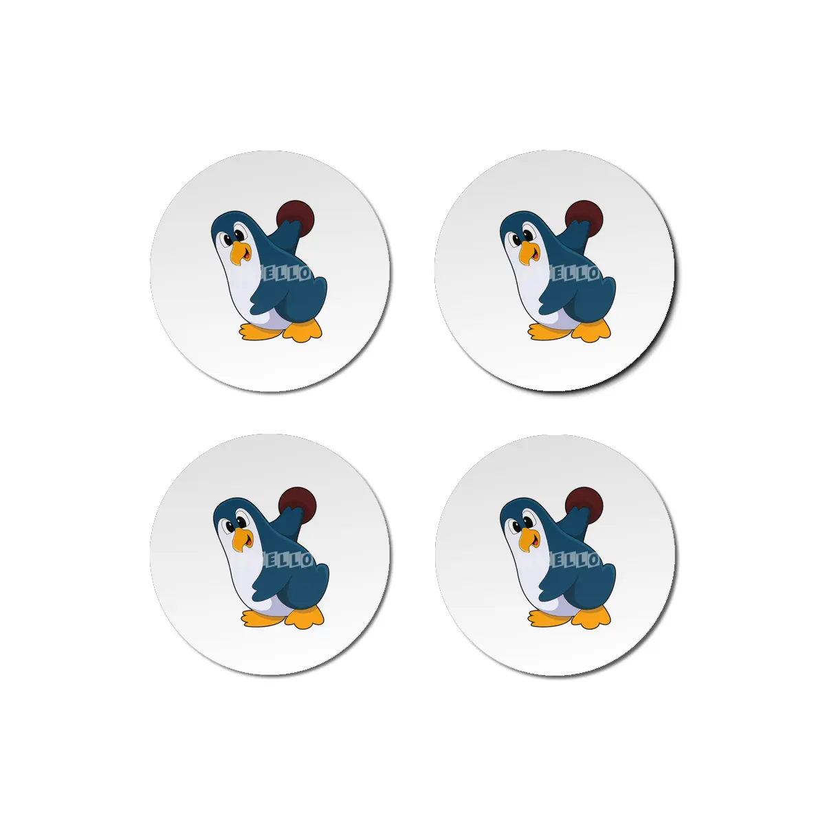 Penguin at Bowling with Bowling ball Bardak Altlığı