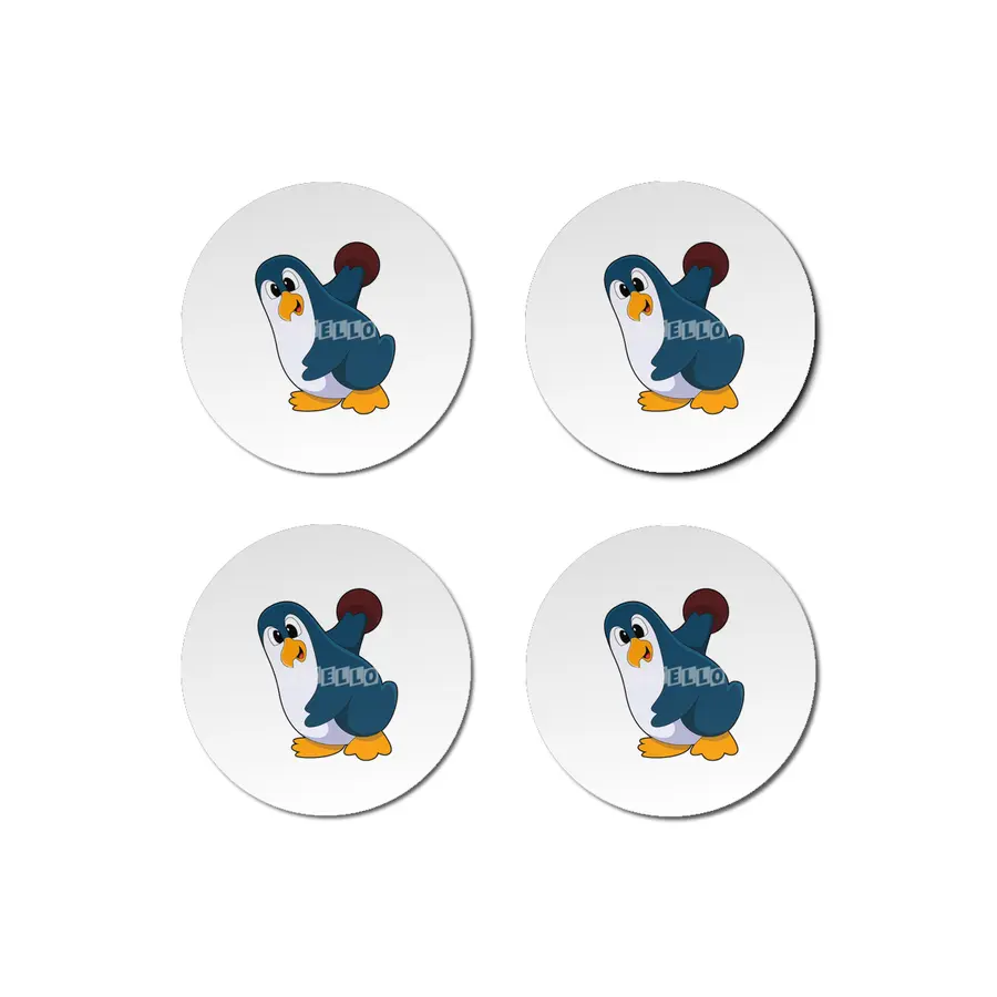 Penguin at Bowling with Bowling ball Bardak Altlığı