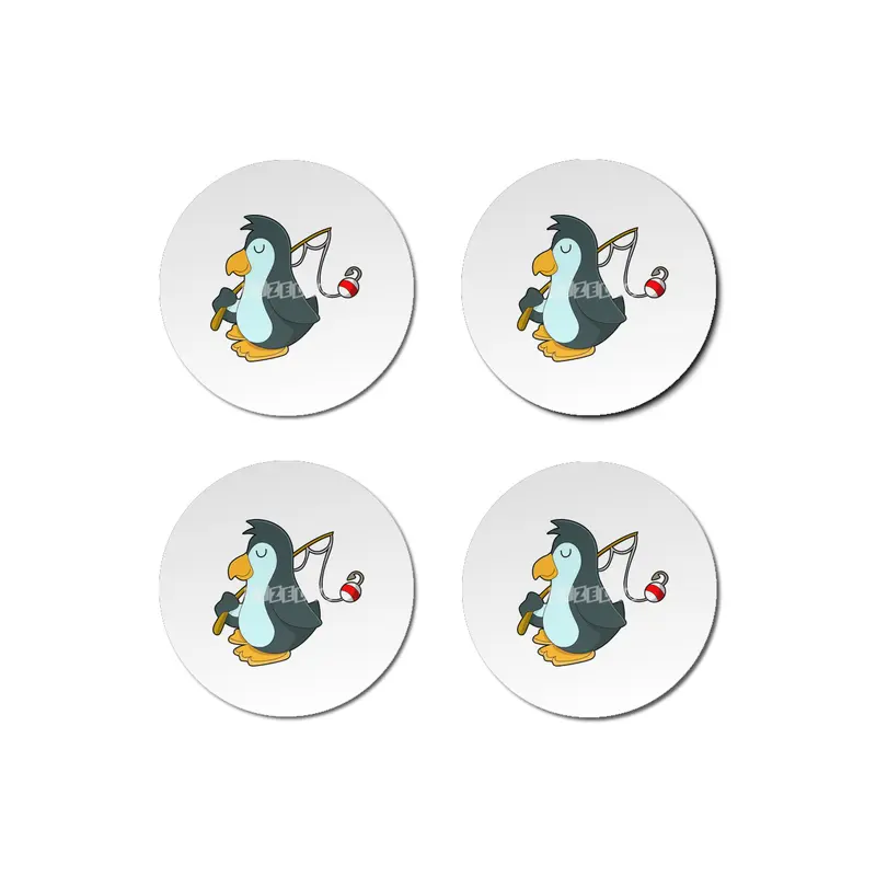 Penguin at Fishing with Fishing rod Bardak Altlığı