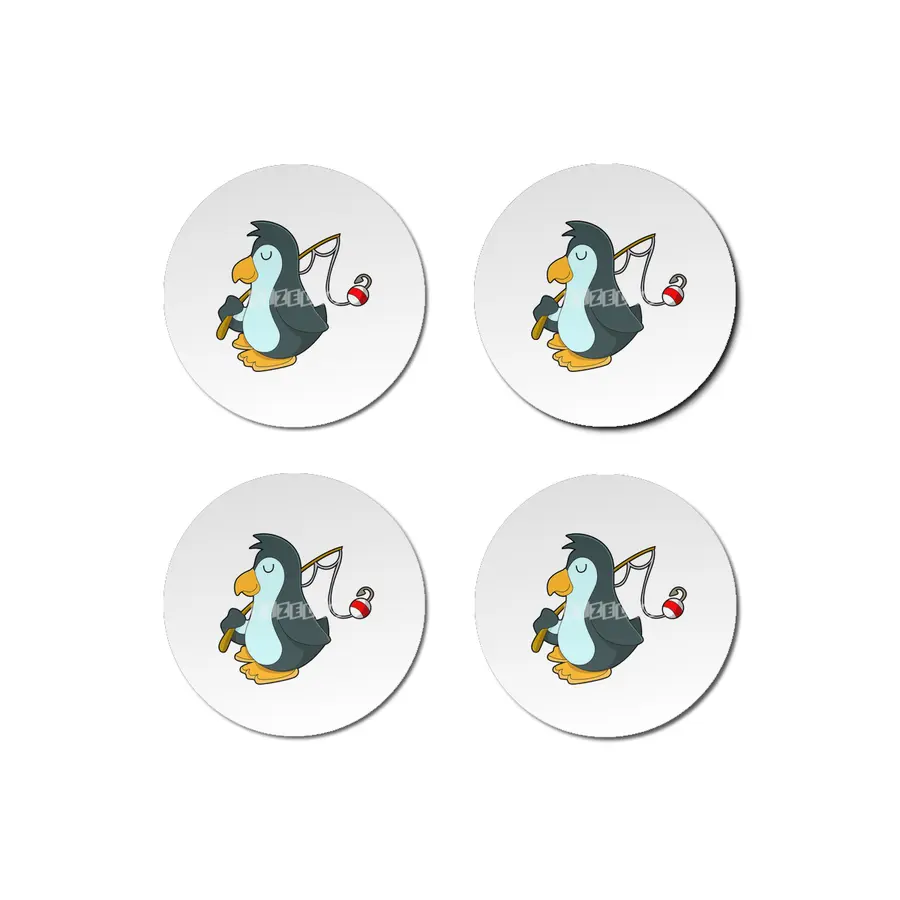 Penguin at Fishing with Fishing rod Bardak Altlığı