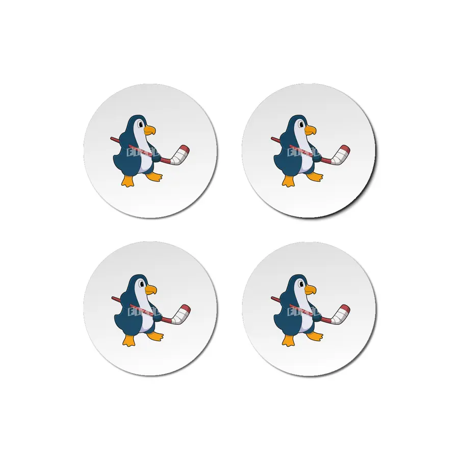 Penguin at Ice hockey with Ice hockey stick Bardak Altlığı