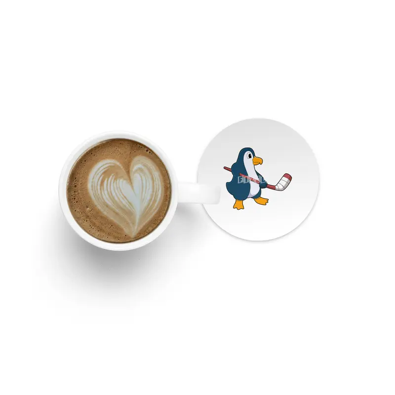 Penguin at Ice hockey with Ice hockey stick Bardak Altlığı