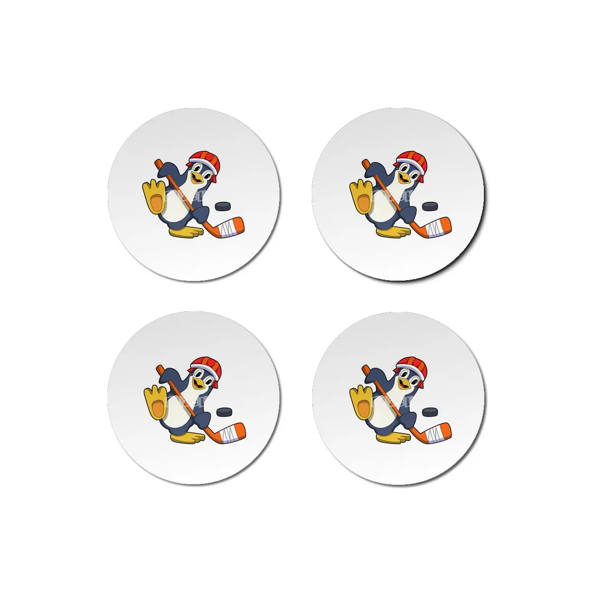 Penguin at Ice hockey with Ice hockey stick & Cap Bardak Altlığı