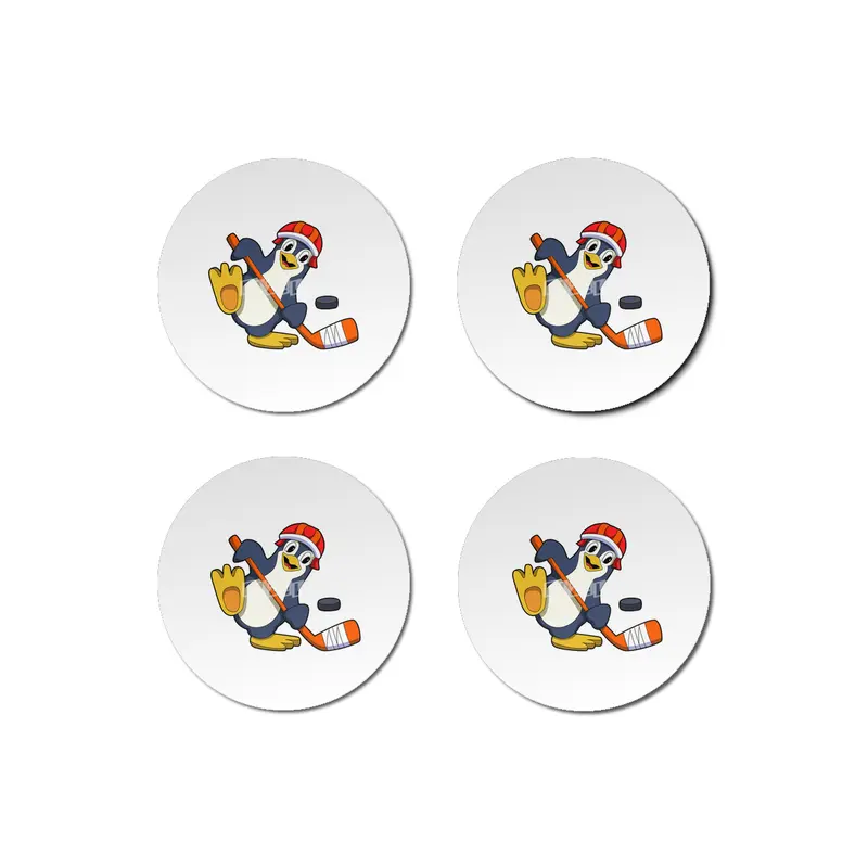 Penguin at Ice hockey with Ice hockey stick & Cap Bardak Altlığı