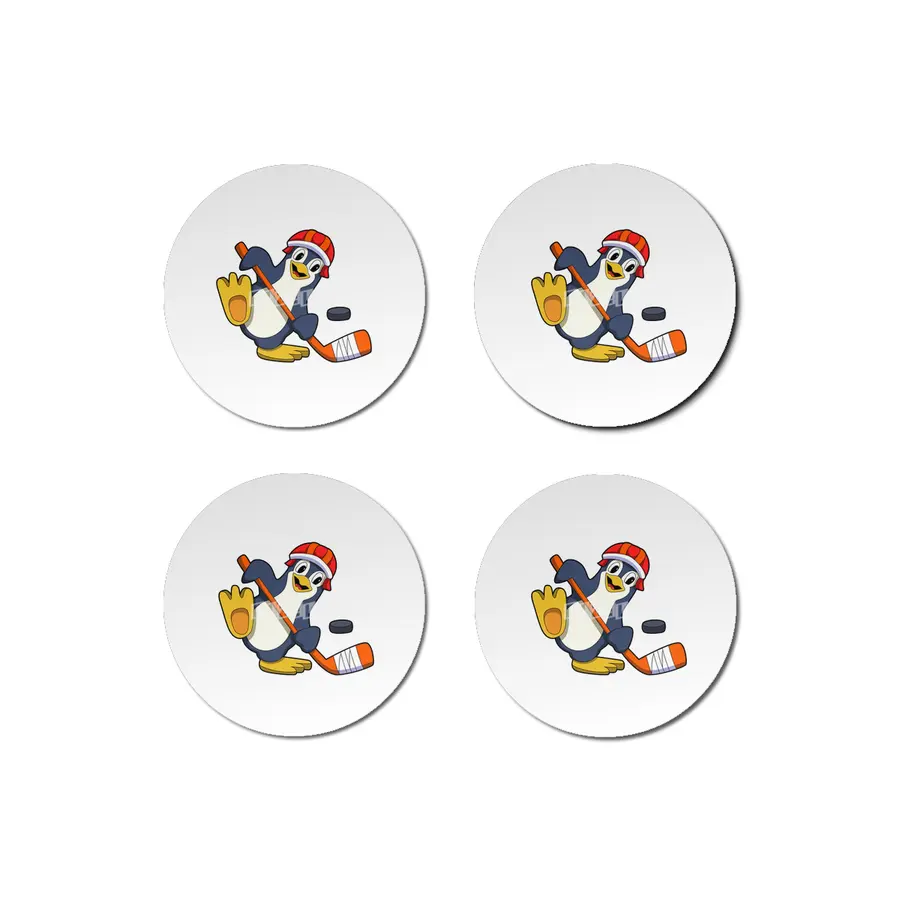 Penguin at Ice hockey with Ice hockey stick & Cap Bardak Altlığı