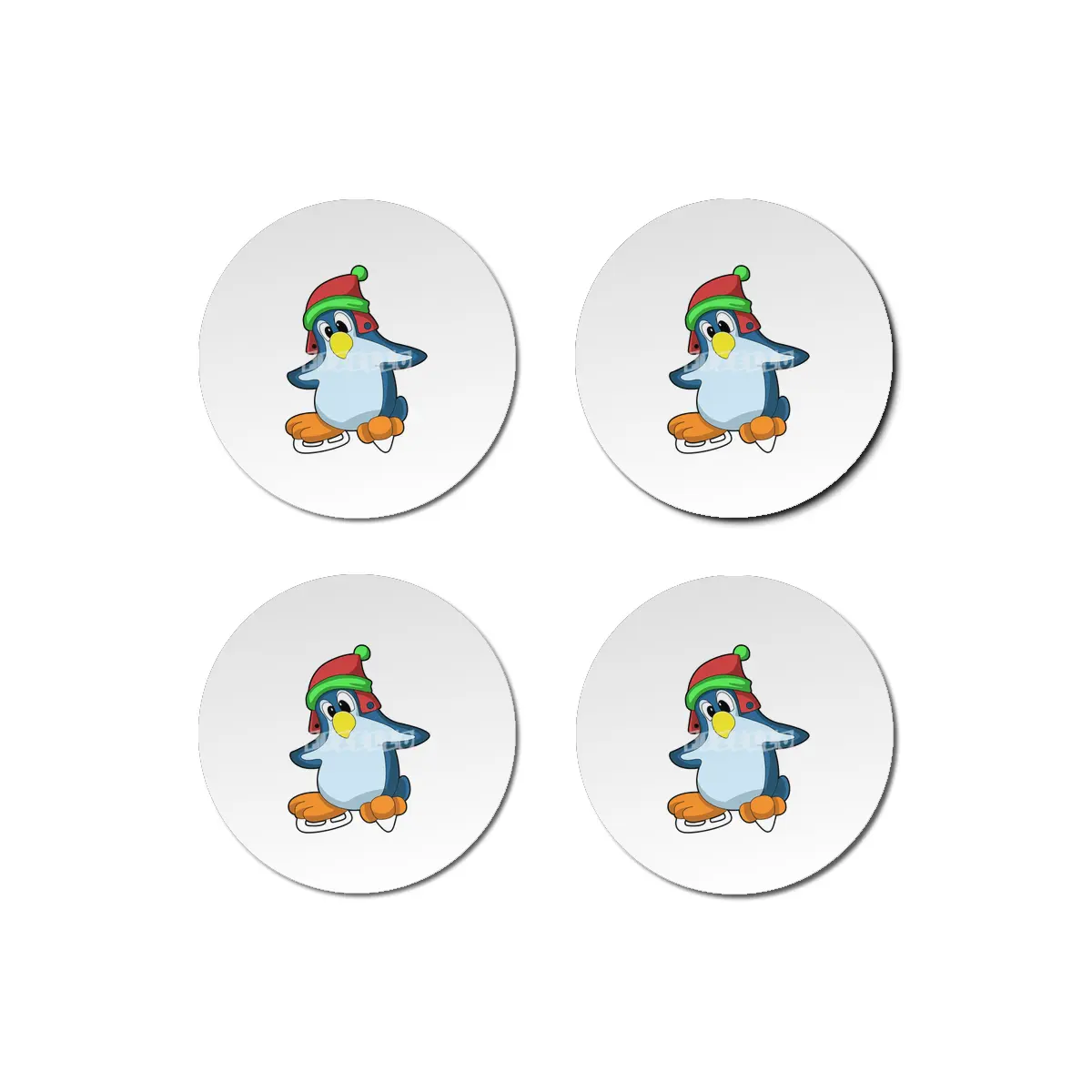 Penguin at Ice skating with Ice skates Bardak Altlığı