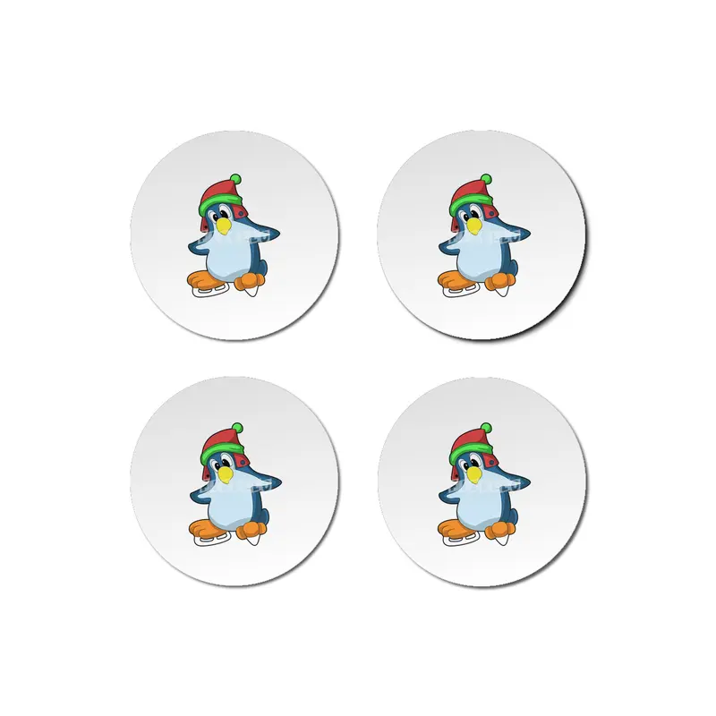 Penguin at Ice skating with Ice skates Bardak Altlığı