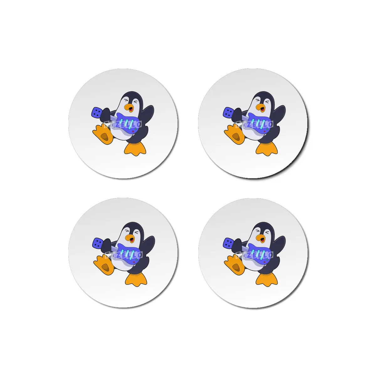 Penguin at Music with Guitar Bardak Altlığı