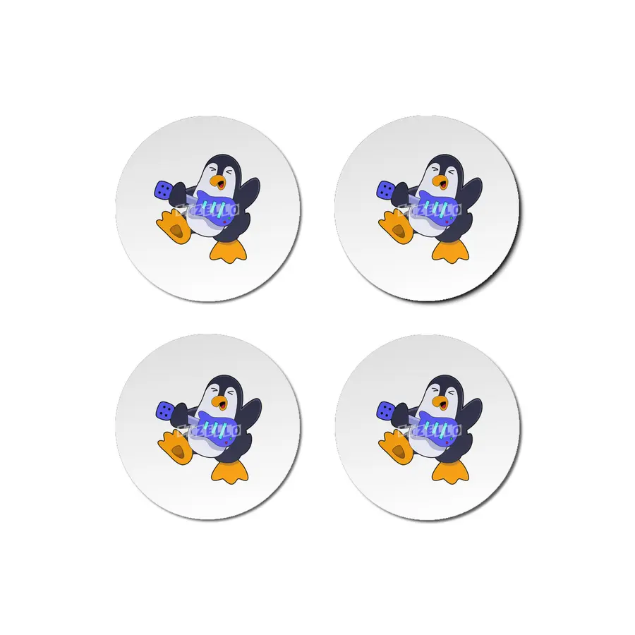 Penguin at Music with Guitar Bardak Altlığı