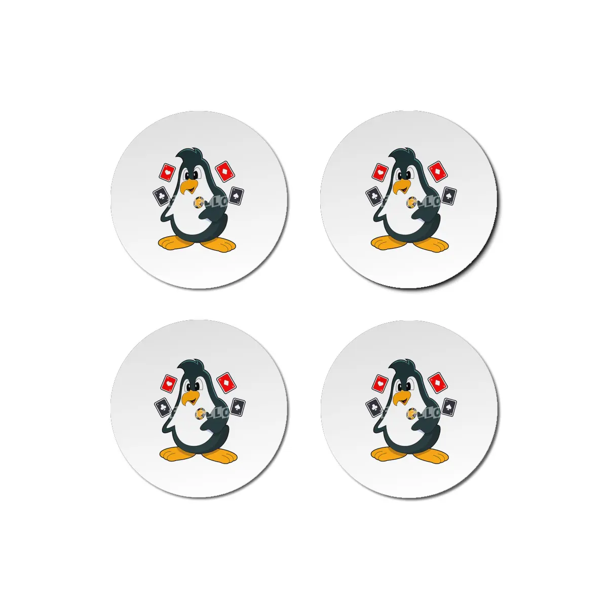 Penguin at Poker with Poker cards Bardak Altlığı