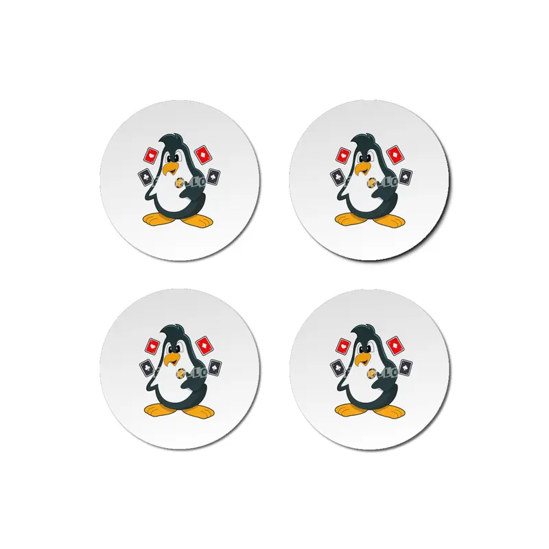 Penguin at Poker with Poker cards Bardak Altlığı
