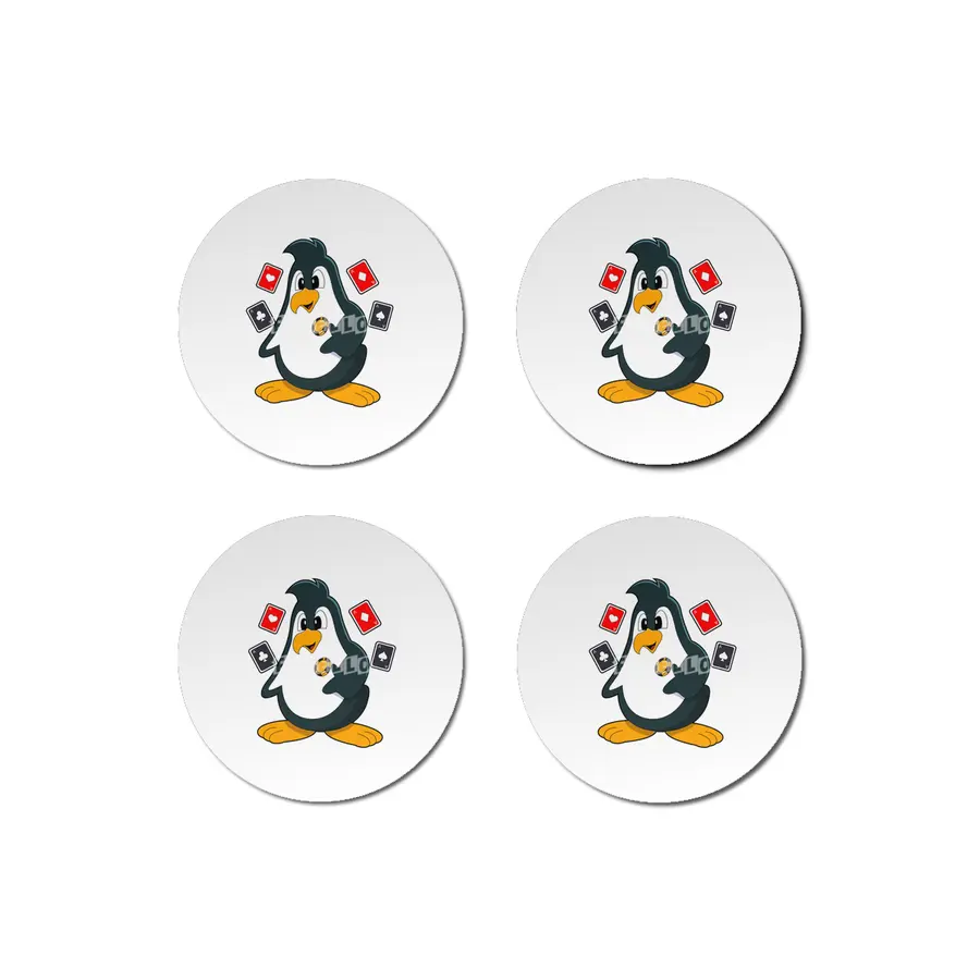 Penguin at Poker with Poker cards Bardak Altlığı