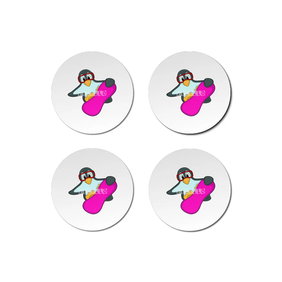 Penguin at Snowboard Sports & Ski goggles Bardak Altlığı