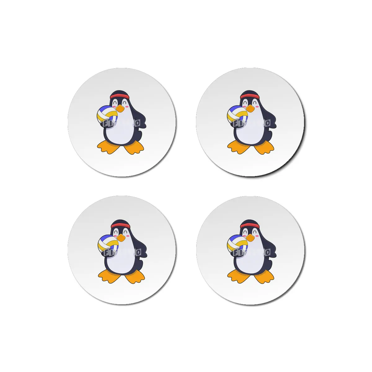 Penguin at Volleyball Sports Bardak Altlığı