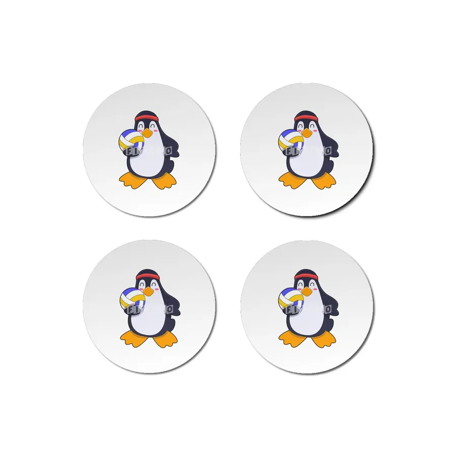 Penguin at Volleyball Sports Bardak Altlığı