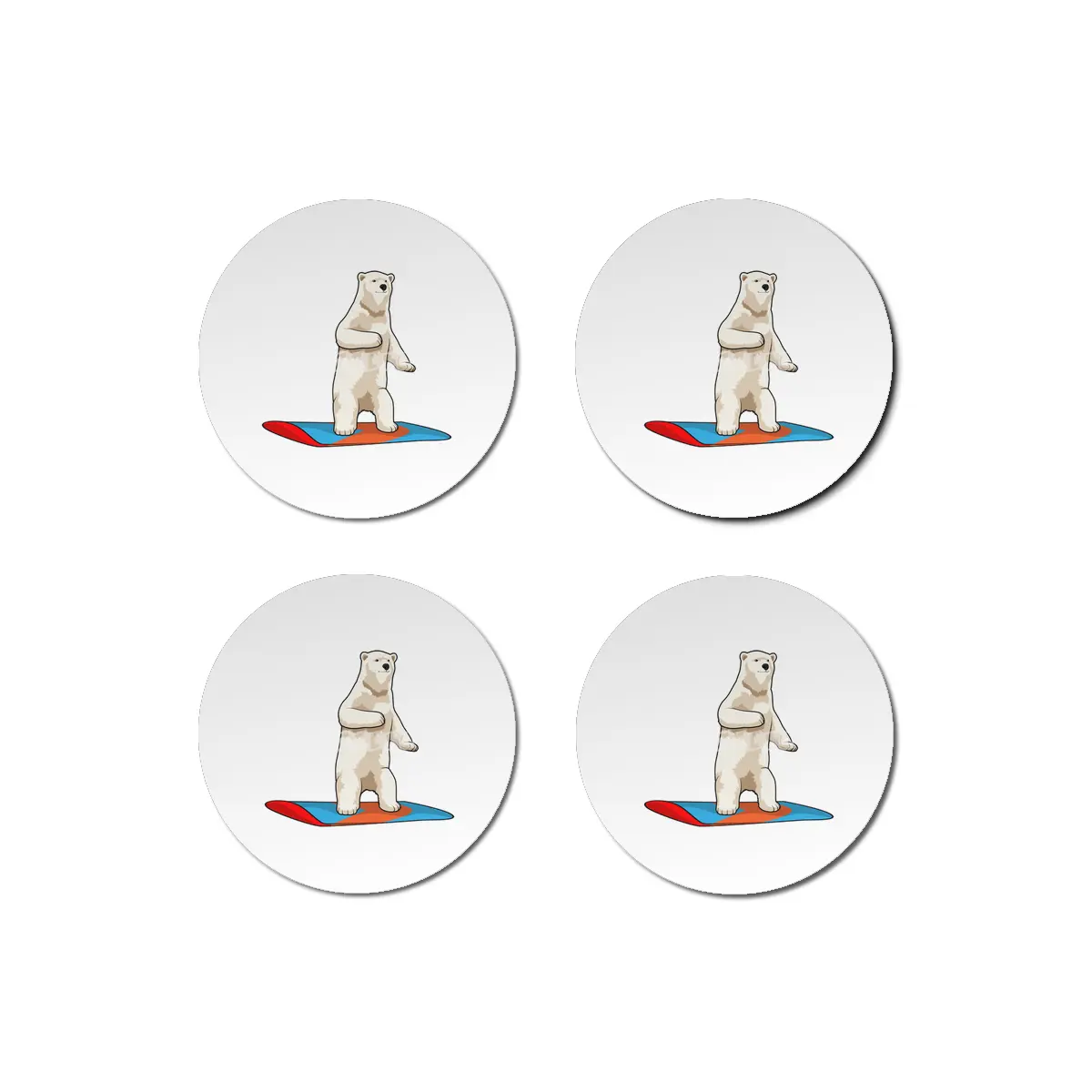 Polar bear as Snowboarder with Snowboard Bardak Altlığı