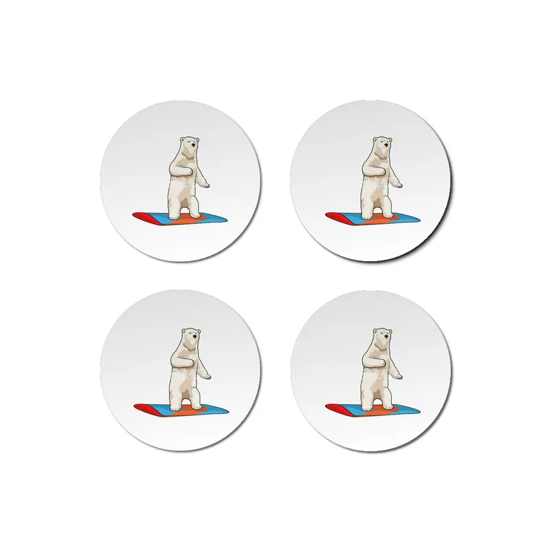 Polar bear as Snowboarder with Snowboard Bardak Altlığı