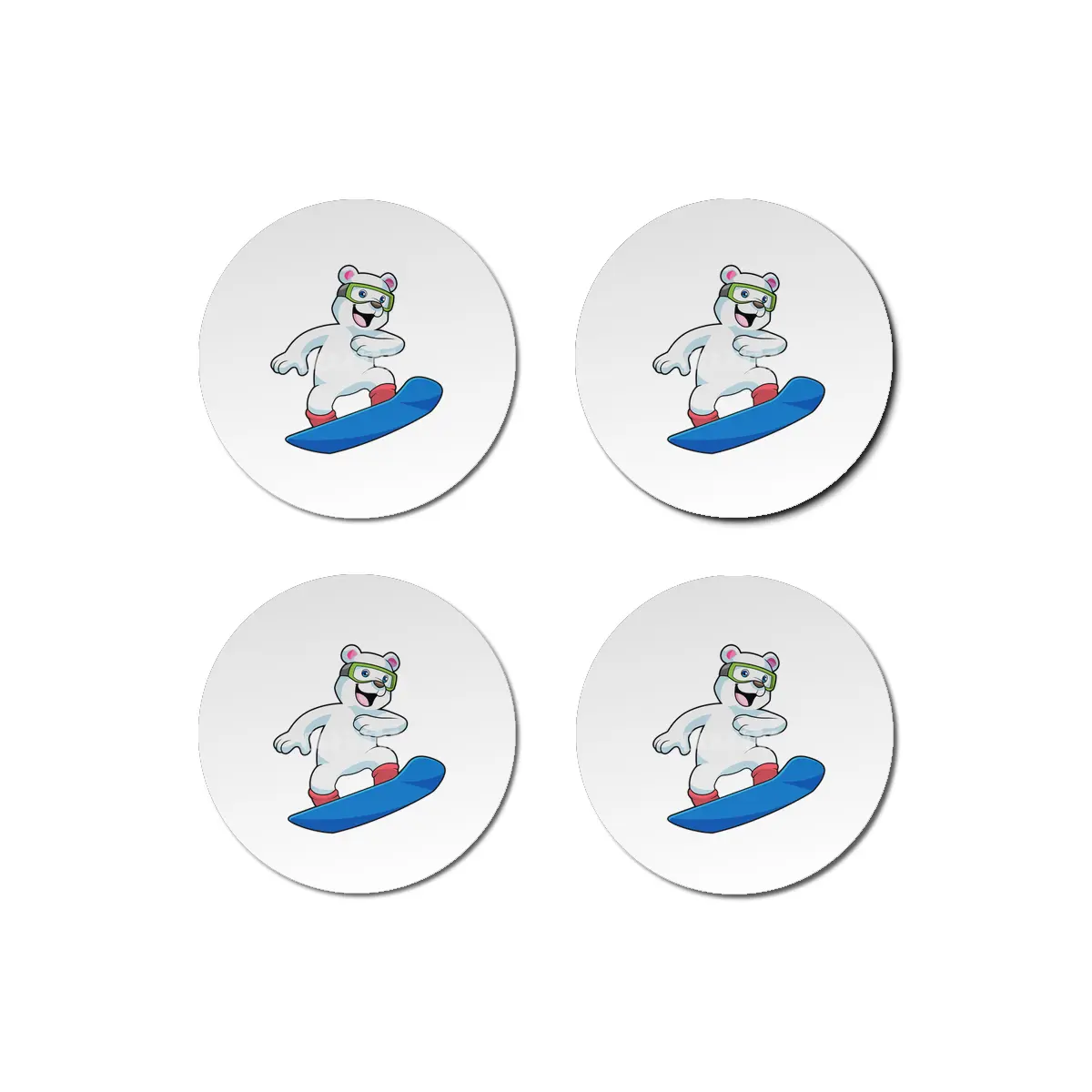 Polar bear as Snowboarder with Snowboard Bardak Altlığı
