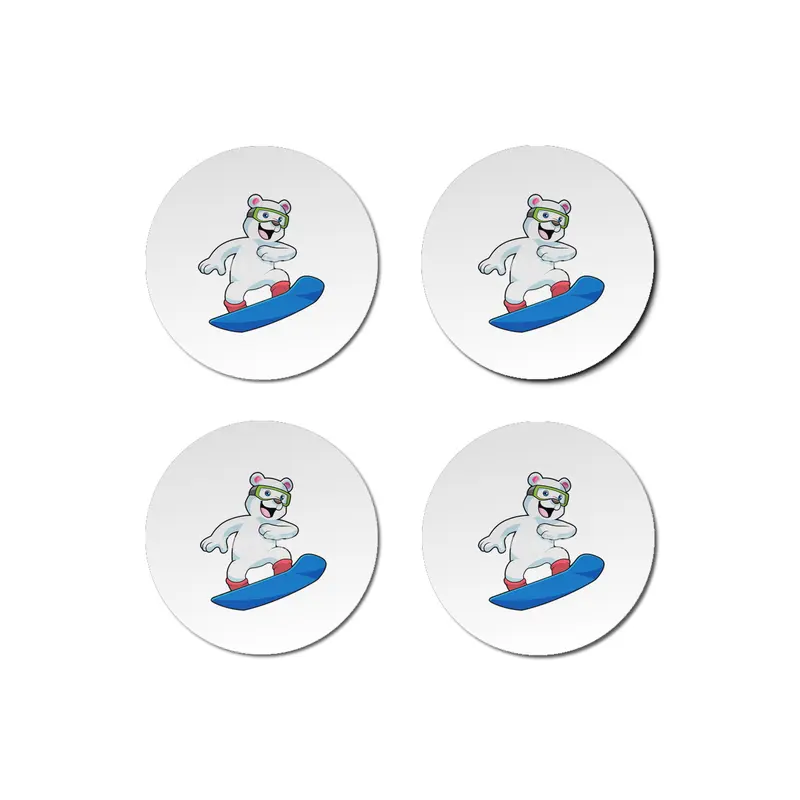 Polar bear as Snowboarder with Snowboard Bardak Altlığı