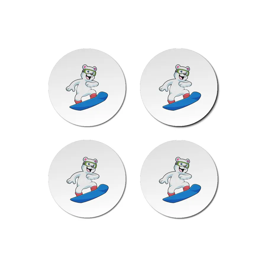 Polar bear as Snowboarder with Snowboard Bardak Altlığı