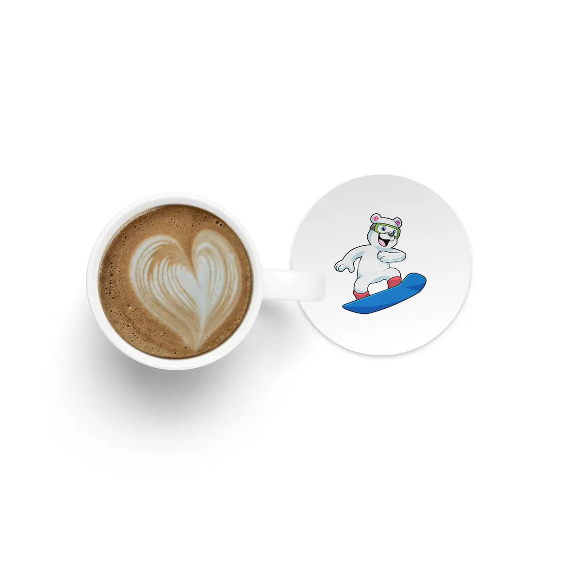 Polar bear as Snowboarder with Snowboard Bardak Altlığı