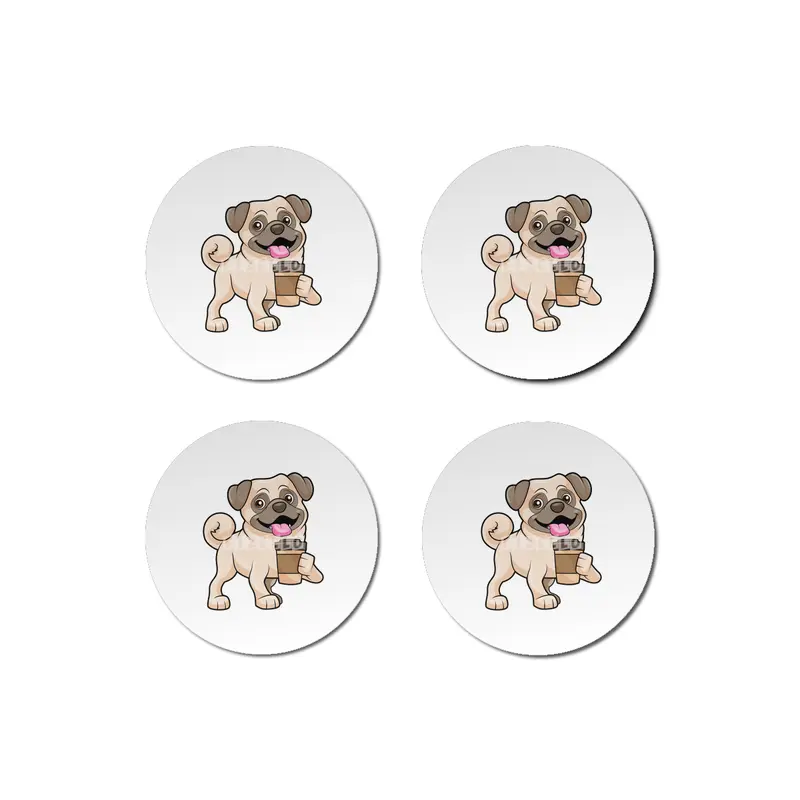 Pug with Coffee to go Bardak Altlığı