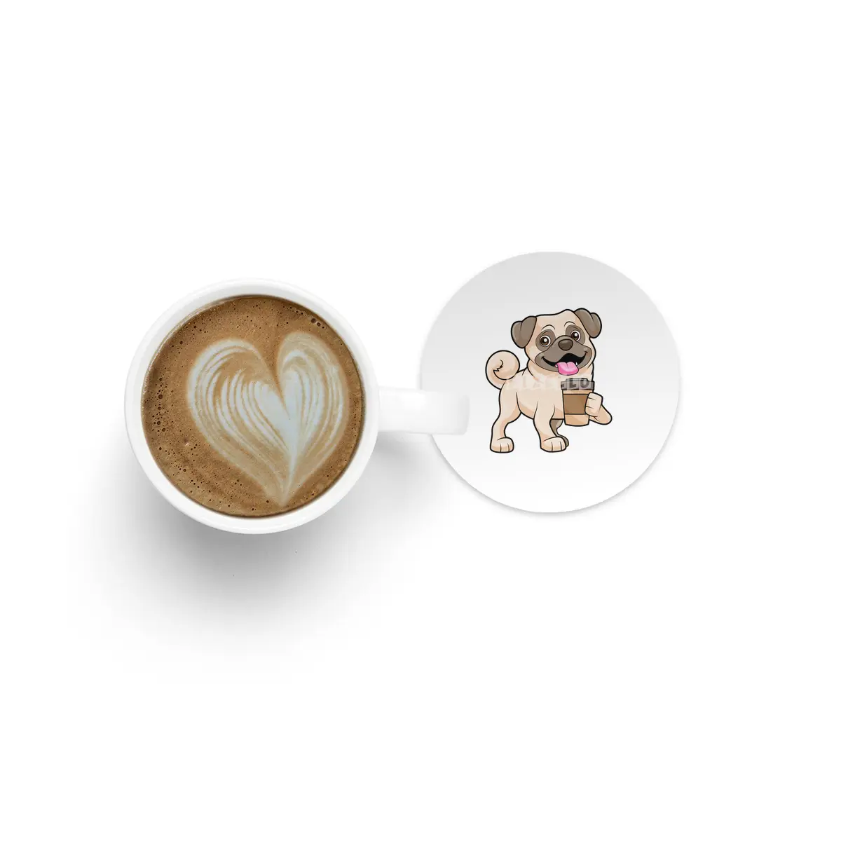 Pug with Coffee to go Bardak Altlığı