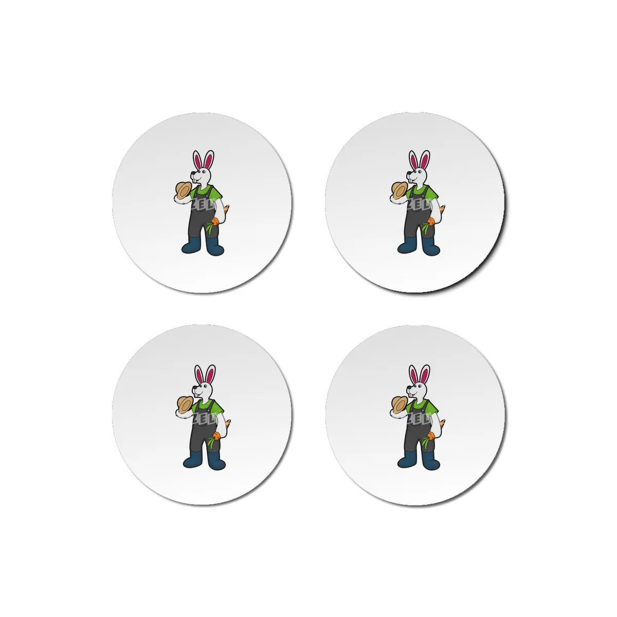 Rabbit as Farmer with Carrot & Hat Bardak Altlığı