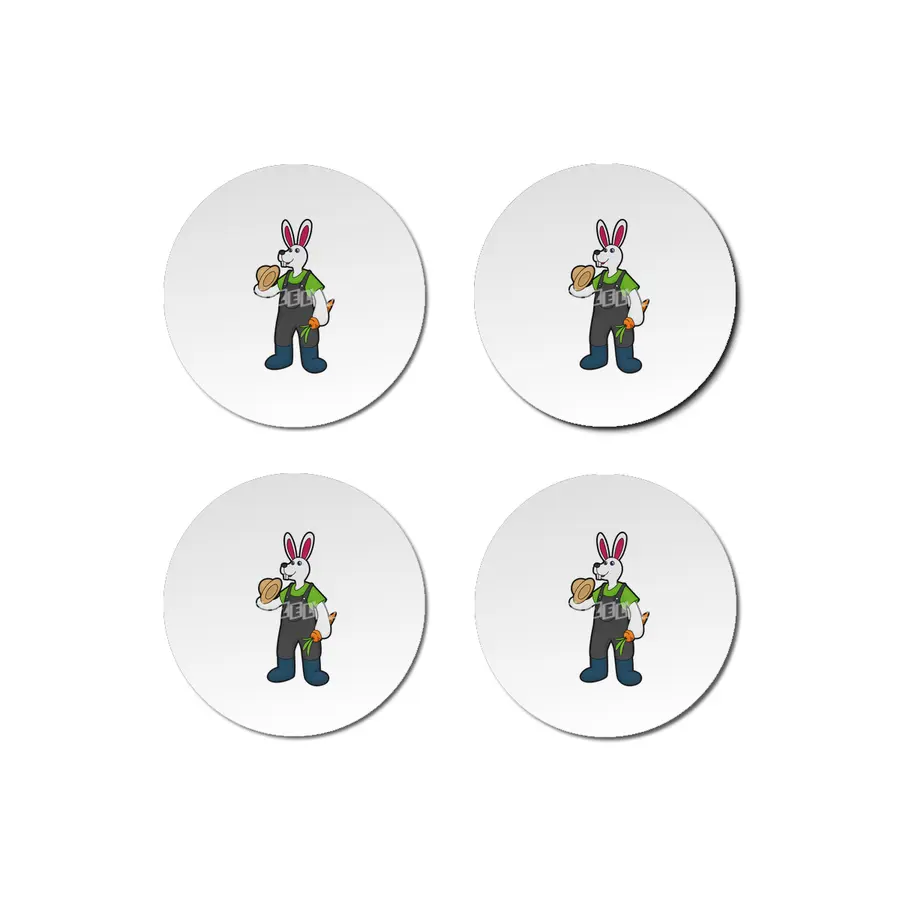 Rabbit as Farmer with Carrot & Hat Bardak Altlığı