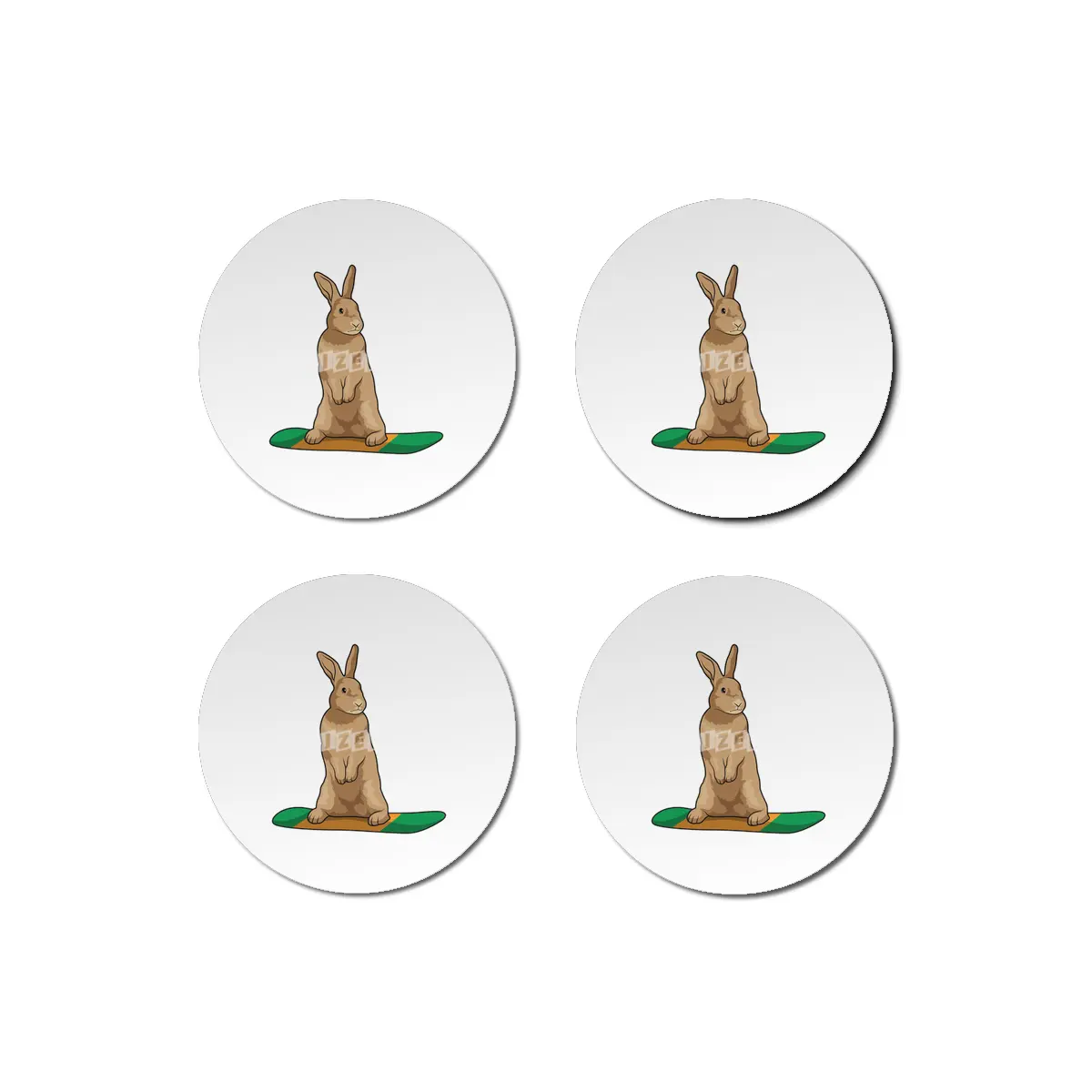Rabbit as Snowboarder with Snowboard Bardak Altlığı