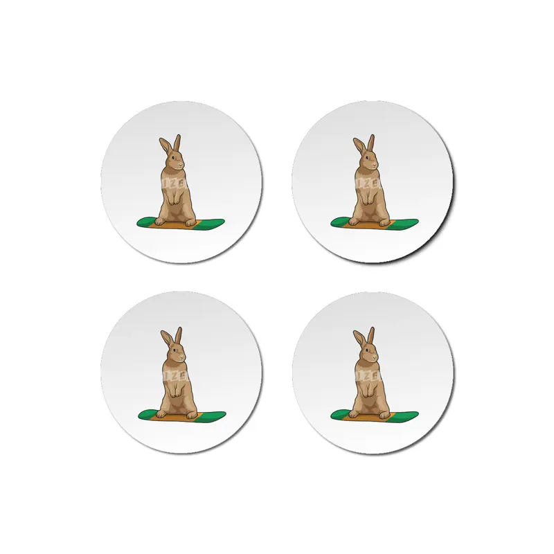 Rabbit as Snowboarder with Snowboard Bardak Altlığı