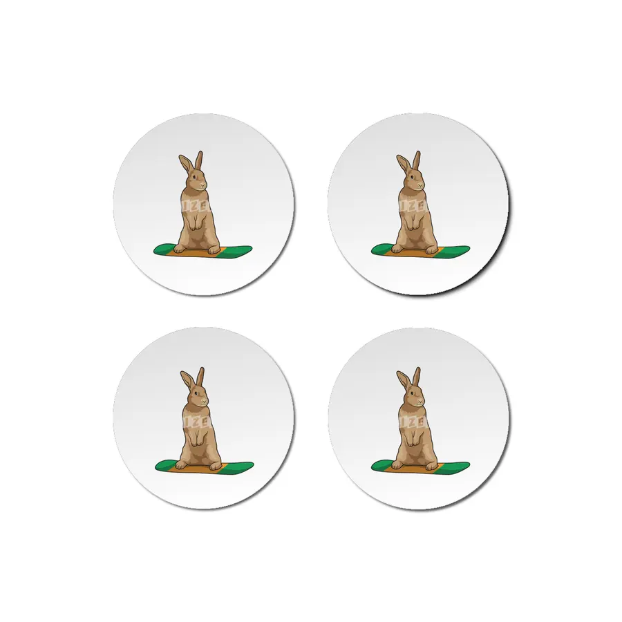 Rabbit as Snowboarder with Snowboard Bardak Altlığı