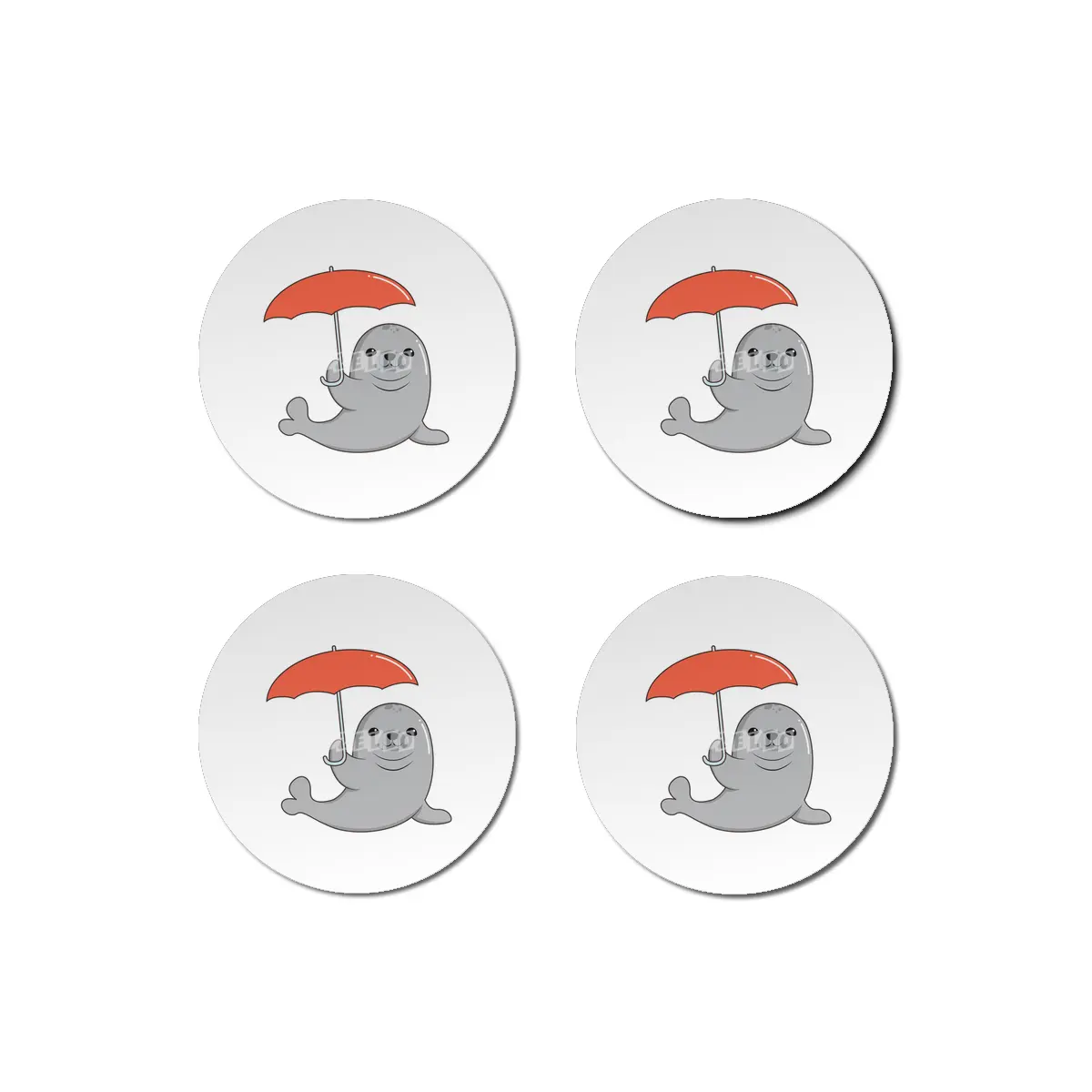 Seal with Umbrella Bardak Altlığı