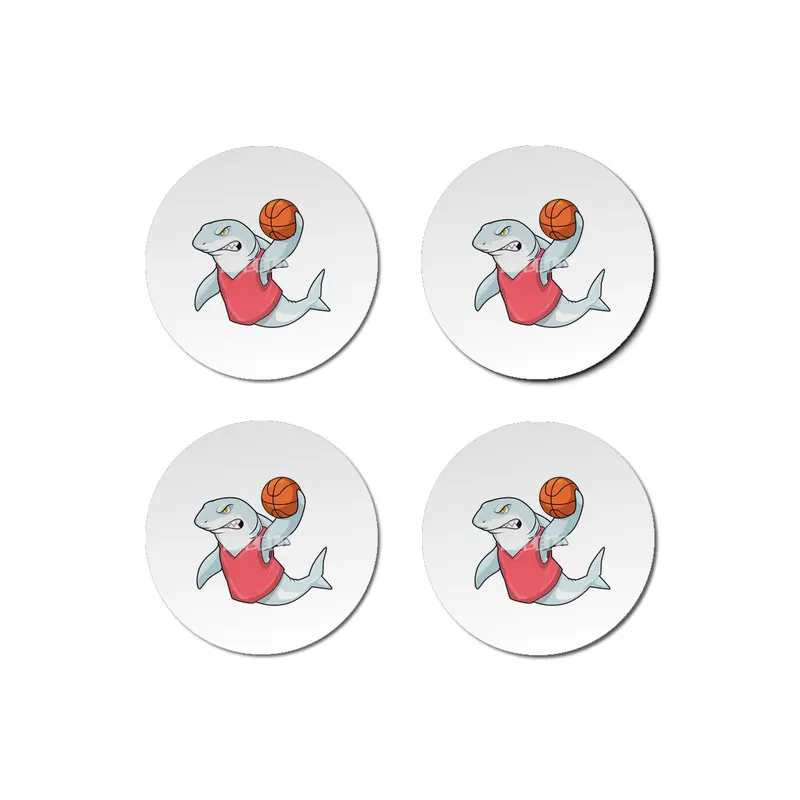 Shark at Sports with Basketball Bardak Altlığı