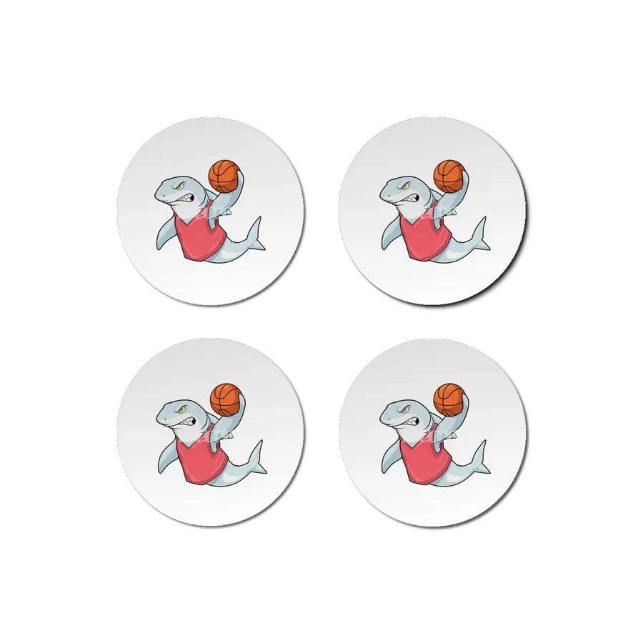 Shark at Sports with Basketball Bardak Altlığı