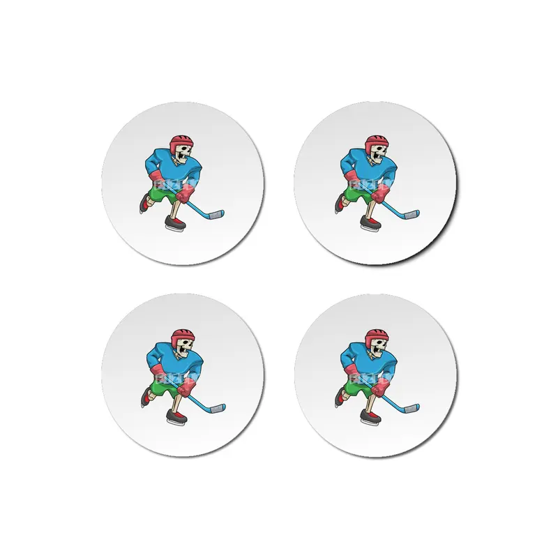 Skeleton at Ice hockey with Ice hockey stick Bardak Altlığı