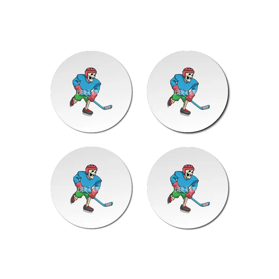 Skeleton at Ice hockey with Ice hockey stick Bardak Altlığı
