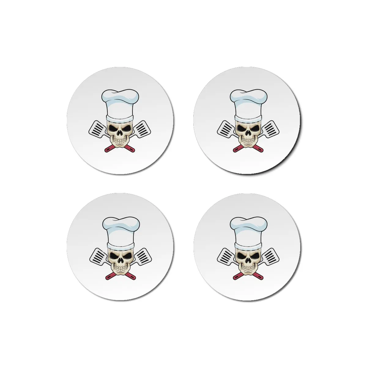 Skull as Cook with Cooking hat Bardak Altlığı