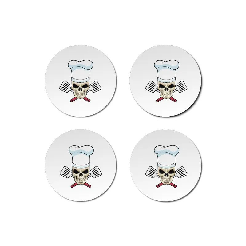 Skull as Cook with Cooking hat Bardak Altlığı