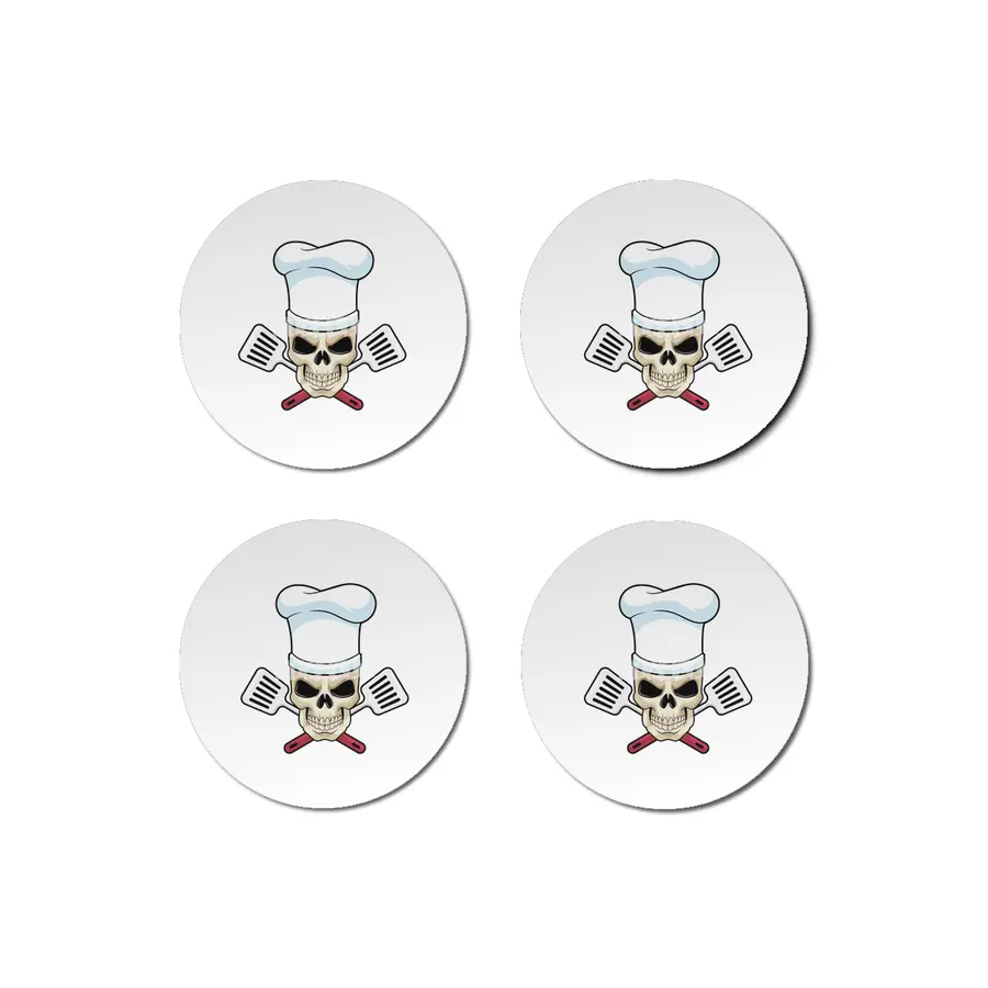 Skull as Cook with Cooking hat Bardak Altlığı
